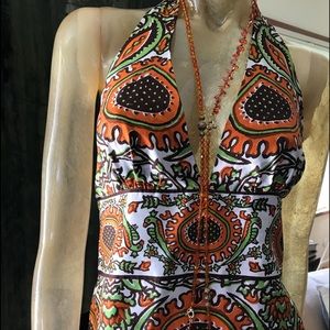 MILLY of New York Halter Top Skirt Silk Dress  4 6